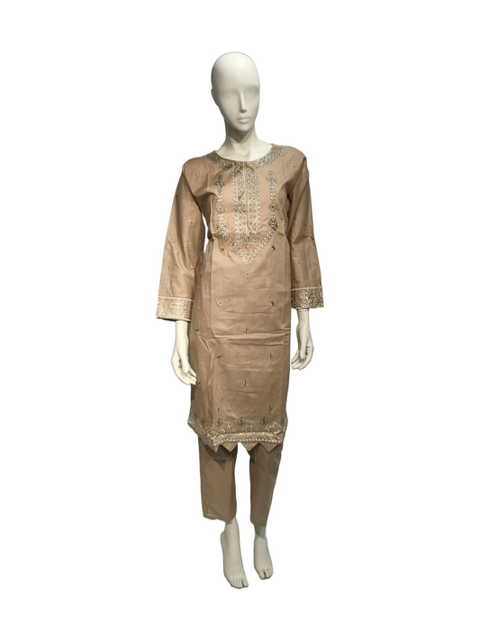 Lawn Embroided Brown 3 Piece Suit SFLW-BN-06S