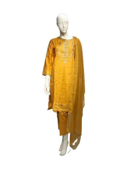 Lawn Dark Yellow 2 Piece Suit - WO-LW-04S