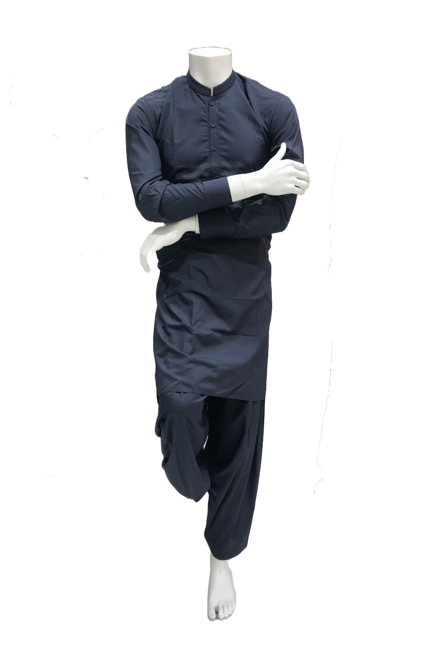 Wash & Wear Navy Blue Kameez Shalwar - MN-WW-03S