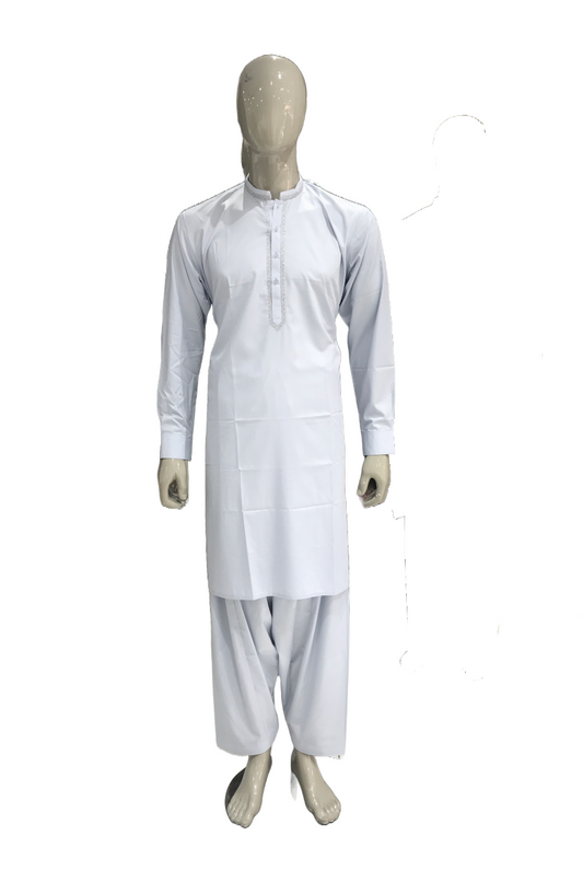 New Wash & Wear Light Blue Kameez Shalwar - MN-WW-04S